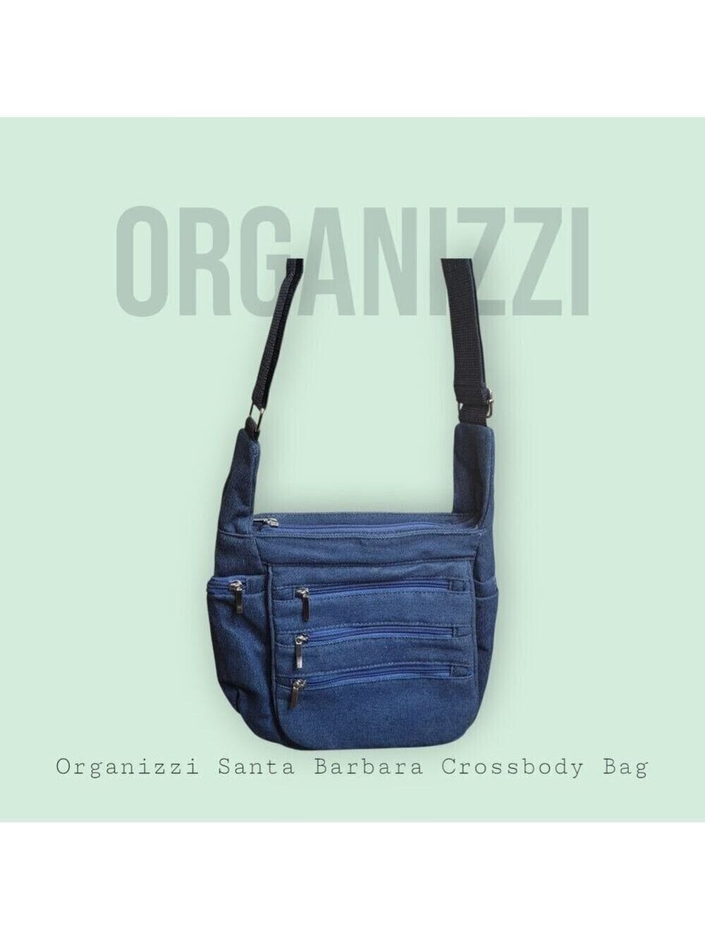 Organizzi Santa Barbara Crossbody Bag | Coastal Boho Organizer in Denim Blue
